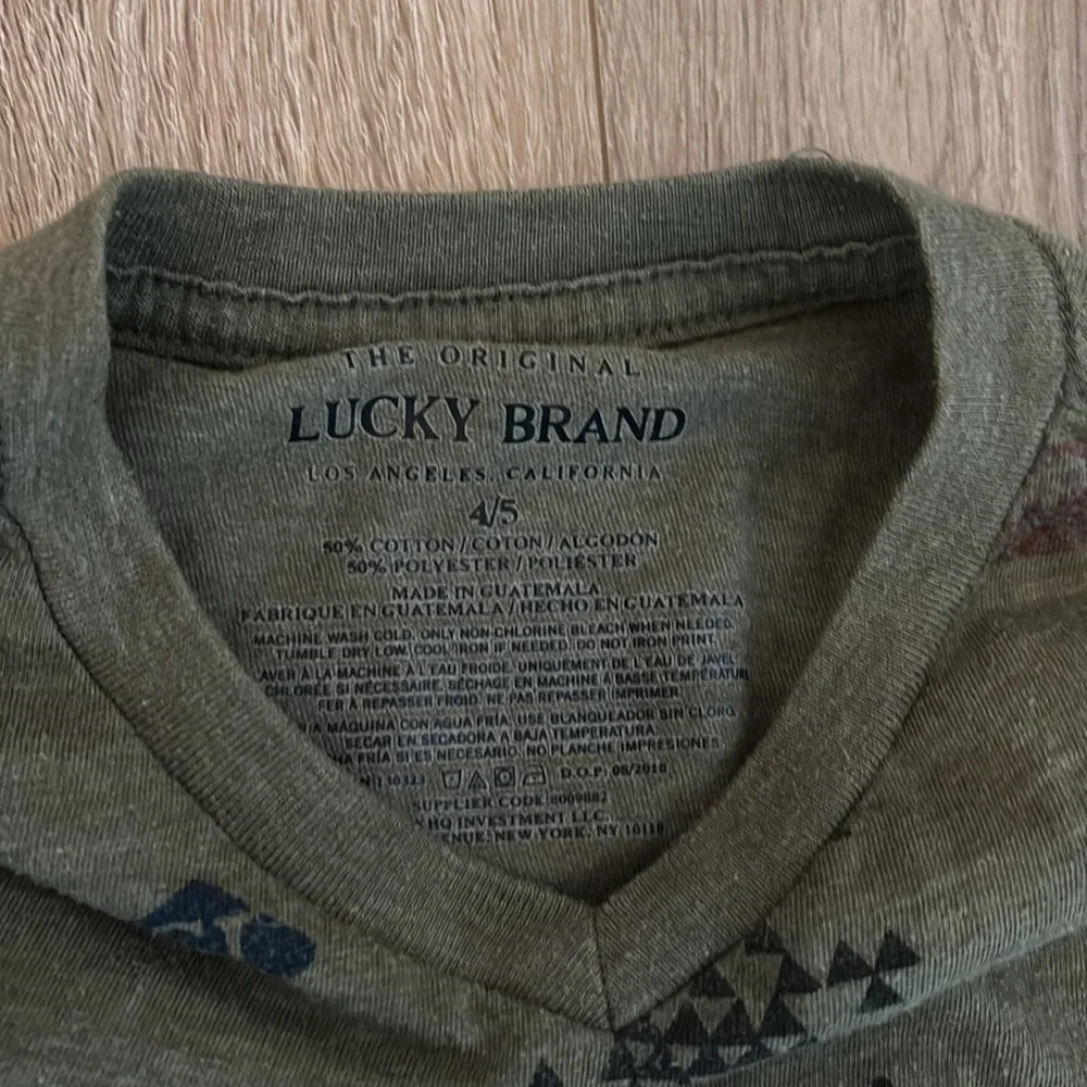 Lucky Brand Green Doodle Print Short Sleeve Tee